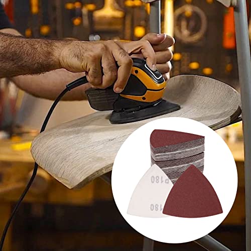 120 Pcs Triangle Sanding Pads, 180 Grits Detail Sander Sandpaper Hook and Loop Sanding Sheet,3-1/8"(80mm) Triangular Sandpaper for 3-1/8" Oscillating Multi Tool, No Holes - size: 180 Grit, style: No Hole