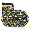 TOLESA 7-1/4 Circular Saw Blades, 40T for Woodworking, 3-Pack - size: 7-1/4'', style: 40T