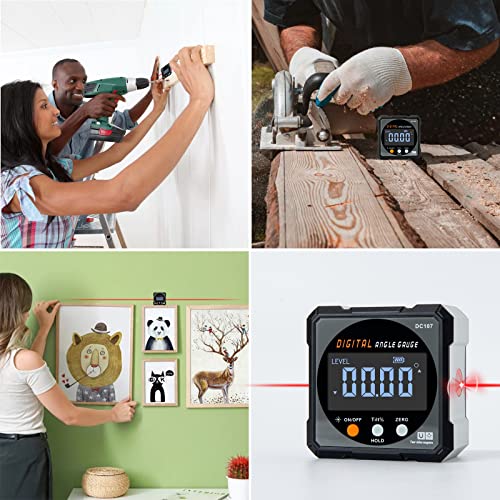 Digital Angle Finder & Gauge, Magnetic Dual Laser Inclinometer - color: Grey