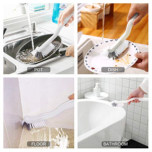 2 Pcs Cleaning Brush Small Scrub Brush for Cleaning Sink Bathroom Kitchen Edge Corner Grout Household Use with Handle