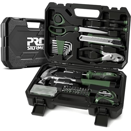 Prostormer 93-Piece Tool Kit, Basic Household Tool Set, Green - color: Green