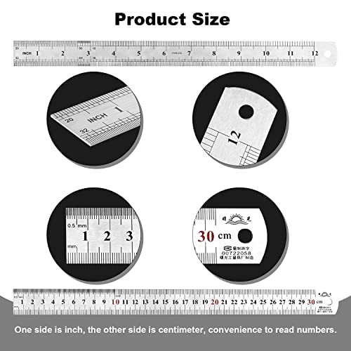 Architectural Scale Ruler Set, 2 Pack 12 Inch Aluminum Architect Ruler with Standard Metal Ruler, Imperial Architect Triangular Ruler with Etching for Architects, Engineers, Students and Draftsman - color: Black Silver