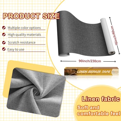 Linen Repair Tape 16x90 inch, Self Adhesive Fabric Patches, Couch Repair Patch Kit, Fabric Repair Tape for Furniture, Sofas, Carpet, DIY, Headboards, Chairs, Pillows, Linen Goods - Beige - color: Beige, size: 16x90 inch