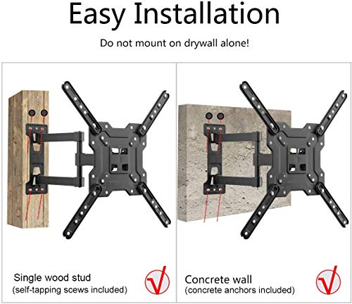 Suptek TV Wall Mount Swivel and Tilt Full Motion for Most 23 to 60 inch TV Mount up to 66lbs max VESA 400x400mm (A1+) - size: 23-60"