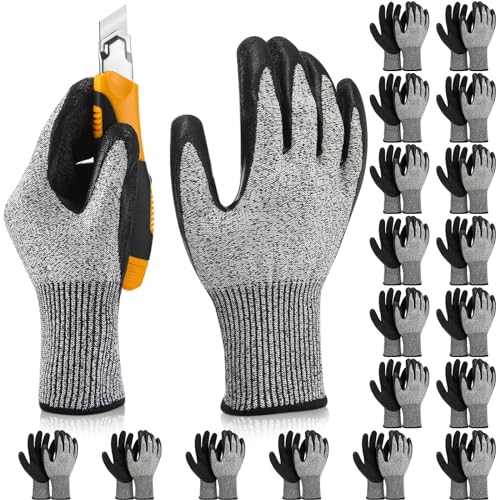 Copkim 18 Pairs Level 5 Cut Resistant Gloves Lightweight Protective Gloves with PU Coated Working accessories for Women Men - size: Medium