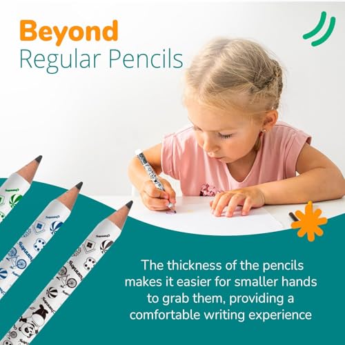 Channie's Extra Thick Kids Pencil Boxes for School Bulk - Easy-to-Hold Presharpened Jumbo Pencils for Preschoolers - Box of 30 Wood Pencils for School, Ideal for Classroom Prizes - White - style: White Panda, Ages 3-7 (My First Pencil)