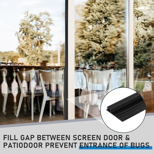 Pushglossy 28 ft Vinyl Sliding Screen Door Bug Seal Strip, Black - color: Black