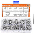 HELIFOUNER 210 Pieces M5 x 6mm /8mm /10mm /12mm /16mm /20mm, Phillips Pan Head Machine Screws, Metric Screws Bolts Washers Nuts Kit, 304 Stainless Steel - size: M5