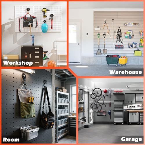 ULIBERMAGNET New Upgraded Garage Magnetic Hooks, 4 Pack Black Heavy Duty Large J Hooks with Magnet, Black Strong Anti-Slip Coating Magnet Hooks for Garden Tools, Ropes,Drill,Metal Cabinet,Pegboard - style: Upgraded Black Medium J Powerful Hooks
