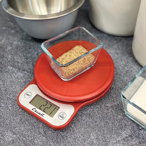 Escali Telero Digital Food Scale, High Precision Kitchen Scale for Cooking, Baking, Portion Control, Meal Prep, Weigh in Grams and Ounces, 11 lb Capacity, Red (T136) - color: Red