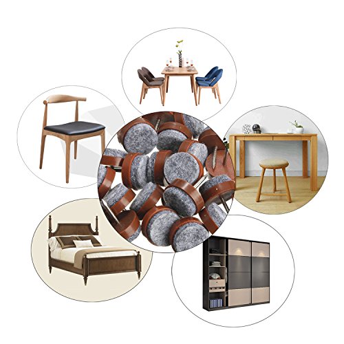40pcs Round Heavy Duty Nail-on Felt Pad for Furniture Chair Table Leg Feet Floor Protectors Slide Smoothly (Brown, Pad Diameter 22mm) - color: Brown 22mm(40 Pcs)