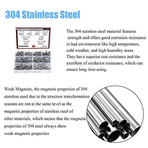 DYWISHKEY 320 Pieces #6#8#10 Stainless Steel 304 Phillips Flat Head Self-Tapping Screws, Wood Screws Assortment Kit - size: #6#8#10
