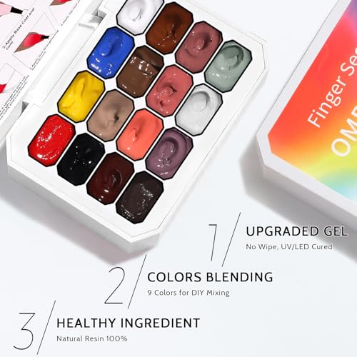 Ombre Gel Polish Palette,16Colors Pat Gel Paint Nail Art Kit Sponge Patting - color: 16 Colors C
