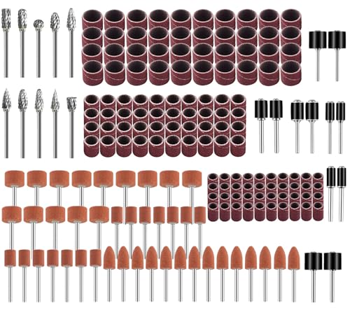 Tungsten Carbide Burr, Sanding Drums & Grinding Stone Set, 184 Pcs - size: 184 Pcs