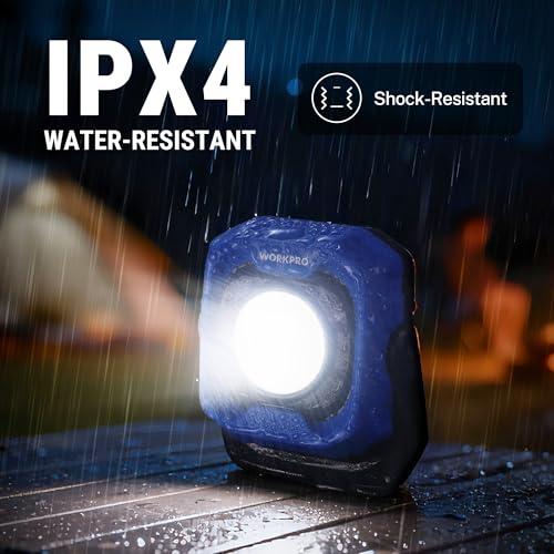 WORKPRO 1200LM Rechargeable Work Light, Magnetic LED Work Light