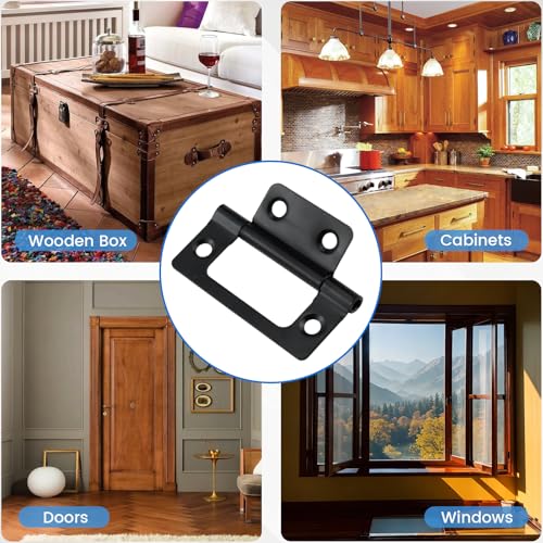 SDTC Tech 4-Pack Non-Mortise Door Hinges Bifold Butt Cabinet Hinges with Screws for Furniture Windows Cupboard etc. - 2 x 0.9 Inch, Black - color: Black