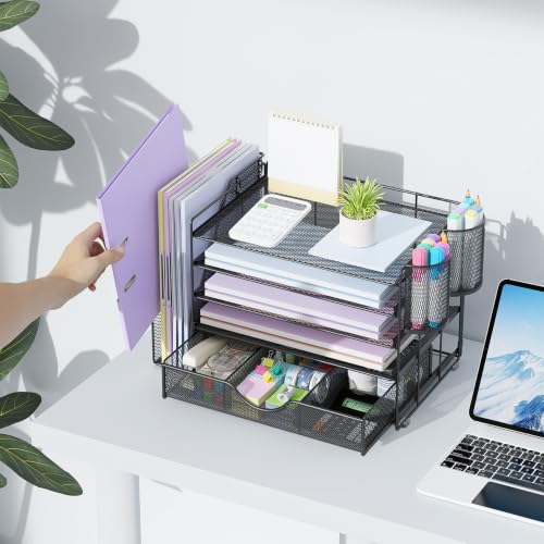 gianotter 5-Tier Desk Organizer with Drawers and File Holders - color: Black, size: 5T