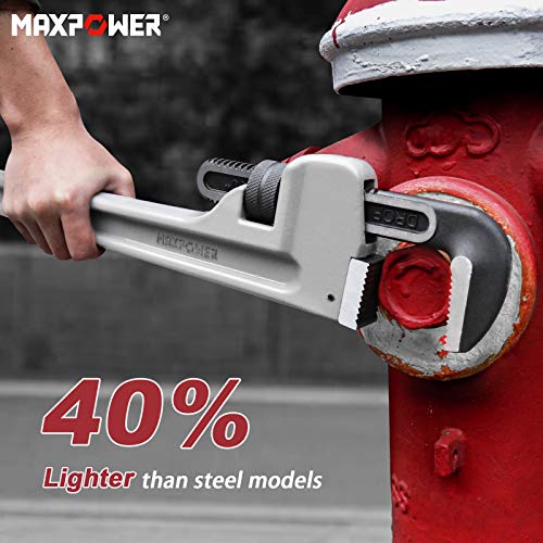 MAXPOWER 30-inch Pipe Wrench, 4.2" Jaw Opening, Aluminum Plumbing Wrench - size: 30-inch, style: Straight Pipe Wrench