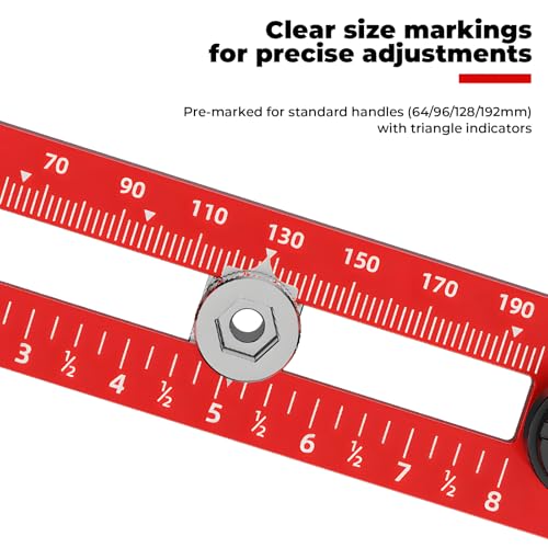 Cabinet Hardware Jig – Adjustable Drill Guide Template for Knobs & Handles, Marking Gauge Tools for Woodworking (Fits 2.5" to 7.8" Spacing) ﻿