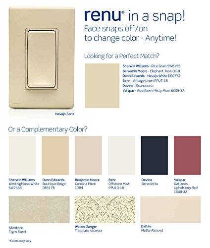 Leviton Renu One-Gang Screwless Snap-On Wallplate, REWP1-NS, Navajo Sand - color: Navajo Sand, size: 1 Gang