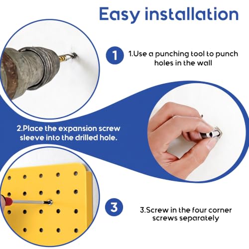Pegboard Organizer Kit,4 Pack 14.76x10.82 in Metal Panels with 6 Bin,Yellow - color: Yellow, size: 14.76"x10.82"- 4 Pcs
