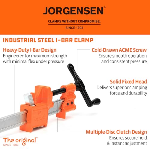 Jorgensen 30-Inch Steel I-Bar Clamps, 7000 lbs Clamping Force, 2-Pack - size: 30 Inch