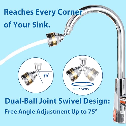 360° Swivel Kitchen Faucet Aerator Replacement 2-function Kitchen Faucet Sprayer Attachment Faucet Nozzle Attachment Water-Saving Faucet Head Replacement Part 55/64'' Female Thread,Short - size: SHORT