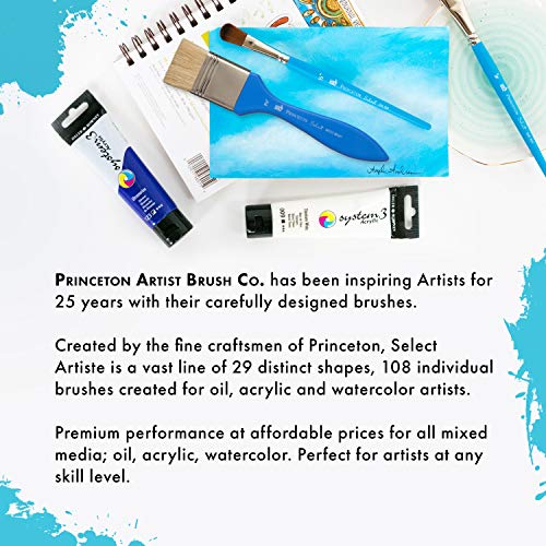 Princeton Select Artiste Angle Shader Brush, Synthetic, Short Handle, Size 3/8 inch, 1 Count - size: Size 3/8 inch