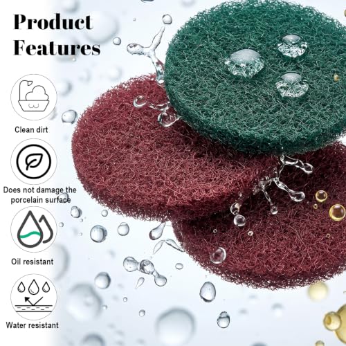 4 Inch Drill Attachments for Cleaning, 3.9" Scrub Brush Set with Red & Green Pads Drill Brush Power Scouring Pads for Kitchen Bathroom Household Cleaning