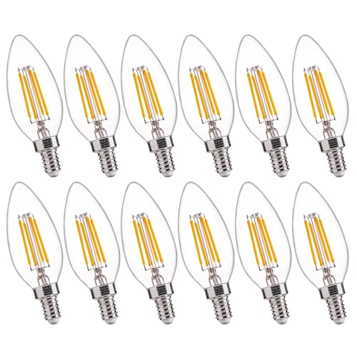 FLSNT 60W Equivalent LED Chandelier Light Bulbs, Dimmable LED B11 E12 Candelabra Base Bulbs, 3000K Warm White, 500LM, 12 Pack - color: 3000k Warm White, size: 12 Count (Pack of 1)