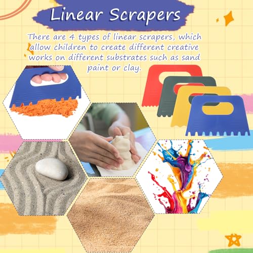4 Pack Texture Tools for Plaster Plastic Paint Scraper Tool Art Paint Scrapers Kit Textured Art Tools Art Putty Scraper DIY Graffiti Oil Painting and Drawing Plaster Texture Tools for Texture Art on C