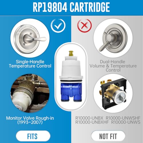 RP19804 Shower Cartridge Compatible with Delta Faucet 1300/1400 Series, Shower Faucet Parts Replacement Pressure Balance Cartridge for Delta Select Monitor Valves(1993-2007) - style: RP19804