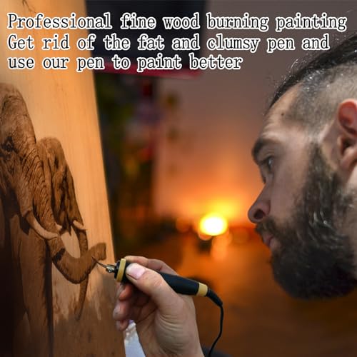 FIRElood Wood Burning Tool,Wood Burning kit Pen 25~750℃,Professional Wood Burning kit,with Digital Thermometer Temperature Adjustable Temperature,1 Wood Burning pens, 30 Wood Burning Pen Tips - color: LH40-1 NEW