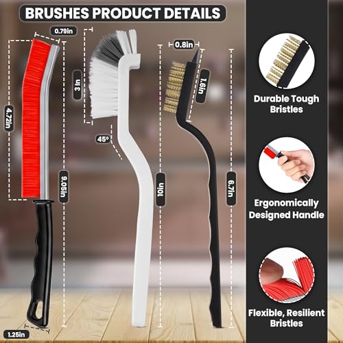 8 Pcs Crevice Cleaning Brush Set Hard Bristle Tools for Narrow Spaces - color: Pack of 8 - Assorted Colors - Set a