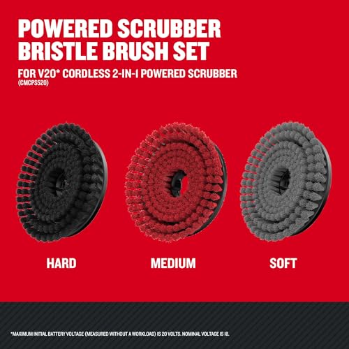 CRAFTSMAN Power Scrubber Bristle Brush Set for V20 Cordless 2-in-1 Power Scrubber (CMCPSMHB) - style: 3 Scrubber Bristle Brushes Set