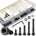 VGBUY 500Pcs M4 Screw Kit, Black M4 Screws (7 Sizes 6-30mm), Assorted Metric Nuts and Bolts Assortment Kit, Hex Socket Head Cap 6/8/12/16/20/25/30mm with Washer Nuts, 12.9 Grade - size: M4x6/8/12/16/20/25/30mm, style: Socket Head