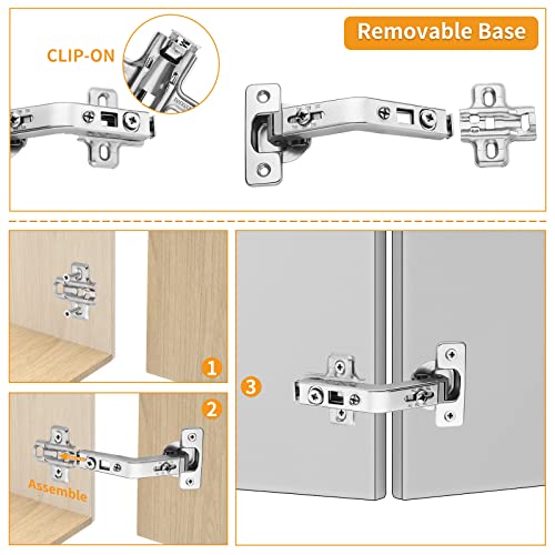 Chibery 2 Pack 1 Pairs 135° Lazy Susan Hinge, Full Overlay Concealed for Corner Kitchen Cabinet Replacement Hardware, Cupboard Folded, Folden Door - color: 135°