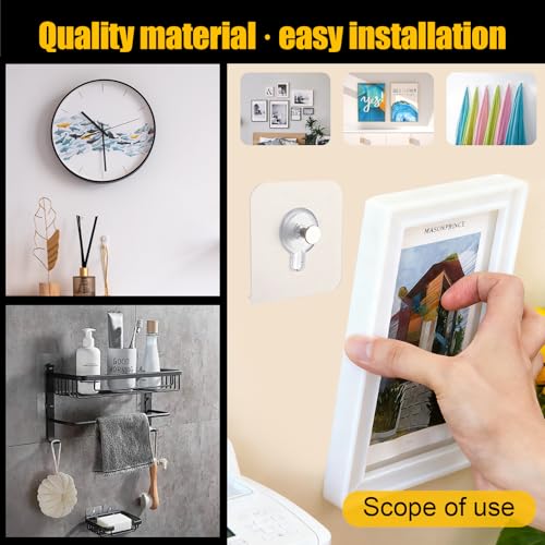 Adhesive Wall Hooks for Bathroom & Kitchen, 12 PCS Waterproof Damage-Free Hooks for Tile, Glass & Mirror – Strong No-Drill Hooks Without Nails, with Bonus Level for Picture Hanging on Smooth Surfaces