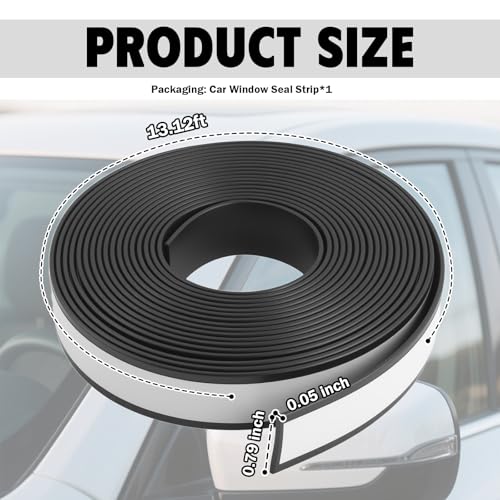 13.12Ft Car Window Seal Strip,Self Adhesive Car Window Weather Stripping Provides Reliable Sealing,Soft & Cuttable Cars Windows Trim Seal Strip for Vehicle Windows Edges