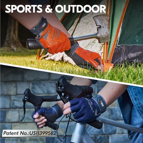 Vgo... NGG X1 Seamless Utility Gloves, Half Finger Mechanic Synthetic Leather Gloves,Knuckle Impacted Work Gloves - color: Dark Blue, size: Medium(1 Pair)