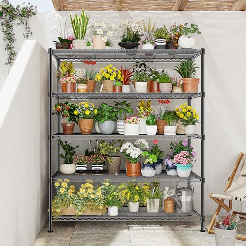 DurayLoly 45"W Heavy Duty 5-Tier 1000LBS Storage Shelves, Adjustable, Black - size: 45" W x 70.5" H x 13.5" D