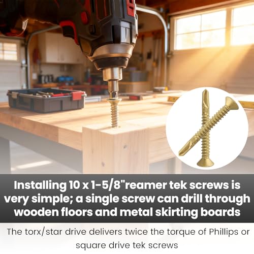 #10 x 1-5/8" Reamer Tek Torx/Star Head Self-Drilling Wood to Metal Screws