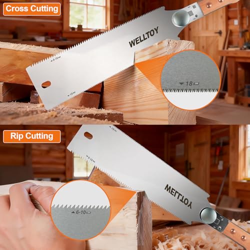 Japanese Pull Saw of Double Edge,10 Inch Hand Saw of 7-10/18 TPI Gradient Teeth, SK5 Flexible Replaceable Blades,with Non-Slip Bamboo Knot wooden Handle,Woodworking Tool for Hardwood & Softwood. - size: 10Inch
