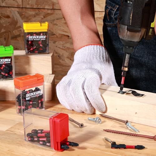 Geinxurn 90 Pieces Impact Screwdriver Bits Set with Colorful Boxes, 2" Magnetic (PH2,PZ2,SQ2,T10,T15, T20,T25,T30) S2 Steel Multi Driver Bits - color: Multi-bit, size: 2''-90PCS