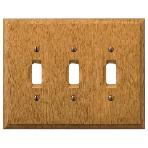 AMERELLE 4025TTT Traditional Triple 3 Toggle Wood Wallplate in Light Oak - size: Triple Toggle
