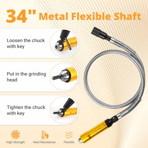 1200W 30000RPM Electric Flex Shaft Rotary Tool, Flex Shaft Grinder, Hanging Wall Mount Rotary Tool with Foot Pedal Control, Metal Flexible Shaft, Polishing Accessories
