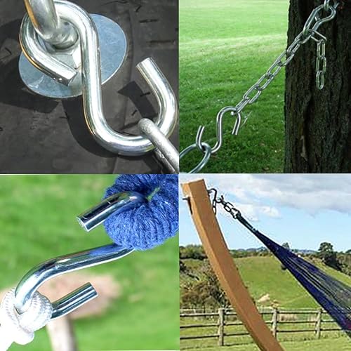 4 Pack Heavy Duty S Hooks for Hanging Hammock Stand Swing Plants, Loads up to 550 lbs, 3.3 Inch Long 0.31 Inch Thick Strong Galvanized Utility Hooks,Swing S Hooks, Industrial Grade Quality Hooks (4)