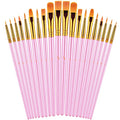 Artstorys Paint Brushes Set, 20 Pcs Acrylic Oil Watercolor Painting Brushes - color: Pink