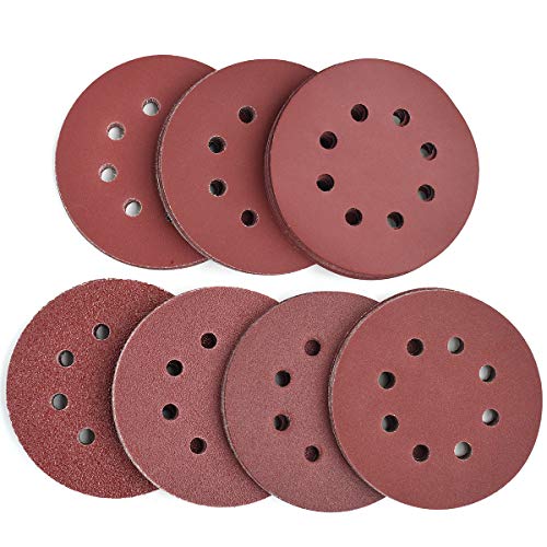 5-Inch 8-Hole Hook & Loop Sanding Discs 40-400 Mixed Grits, 105-Pack - style: 40-400 Grit,105-Pack