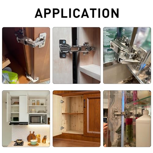 TamBee 1/2 Inch Overlay 175 Degree Cabinet Door Hinges 48mm Frameless Soft Close Lazy Susan Hinges for Corner Kitchen Adjustable,2 Pcs/1 Pair (Half Overlay) - size: 175° Half Overlay